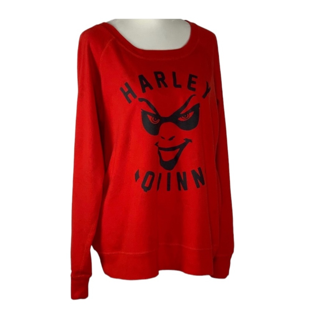 DC Comic Harley Quinn Pullover Sweatshirt Red Black XL Lightweight Reversible